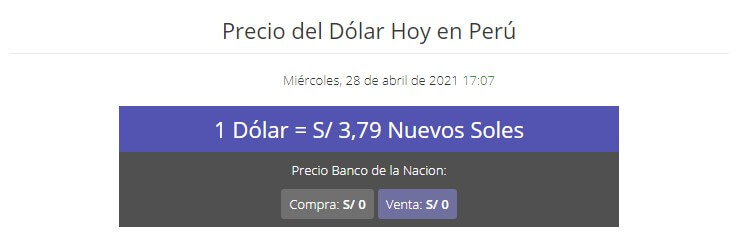 Precio Dólar Perú